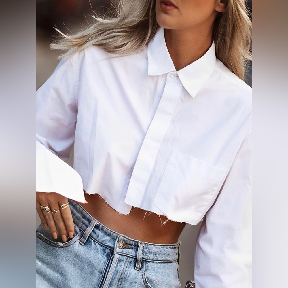 Beautiful Asymmetrical Cotton Crop Shirt